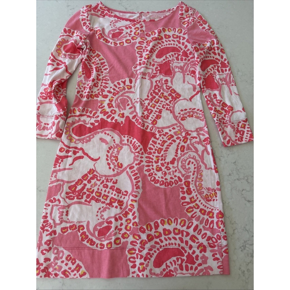 Lilly Pulitzer Marlowe Dress Hot Coral Trunk In Love Pink Elephants XXS Cotton